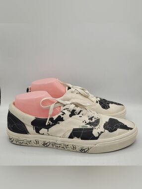 Vans Black and Cream World Map Canvas Sneakers
